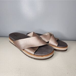 Merrell Metallic Juno Slides Sandals GUC 10 Comfort Casual Shoes women's